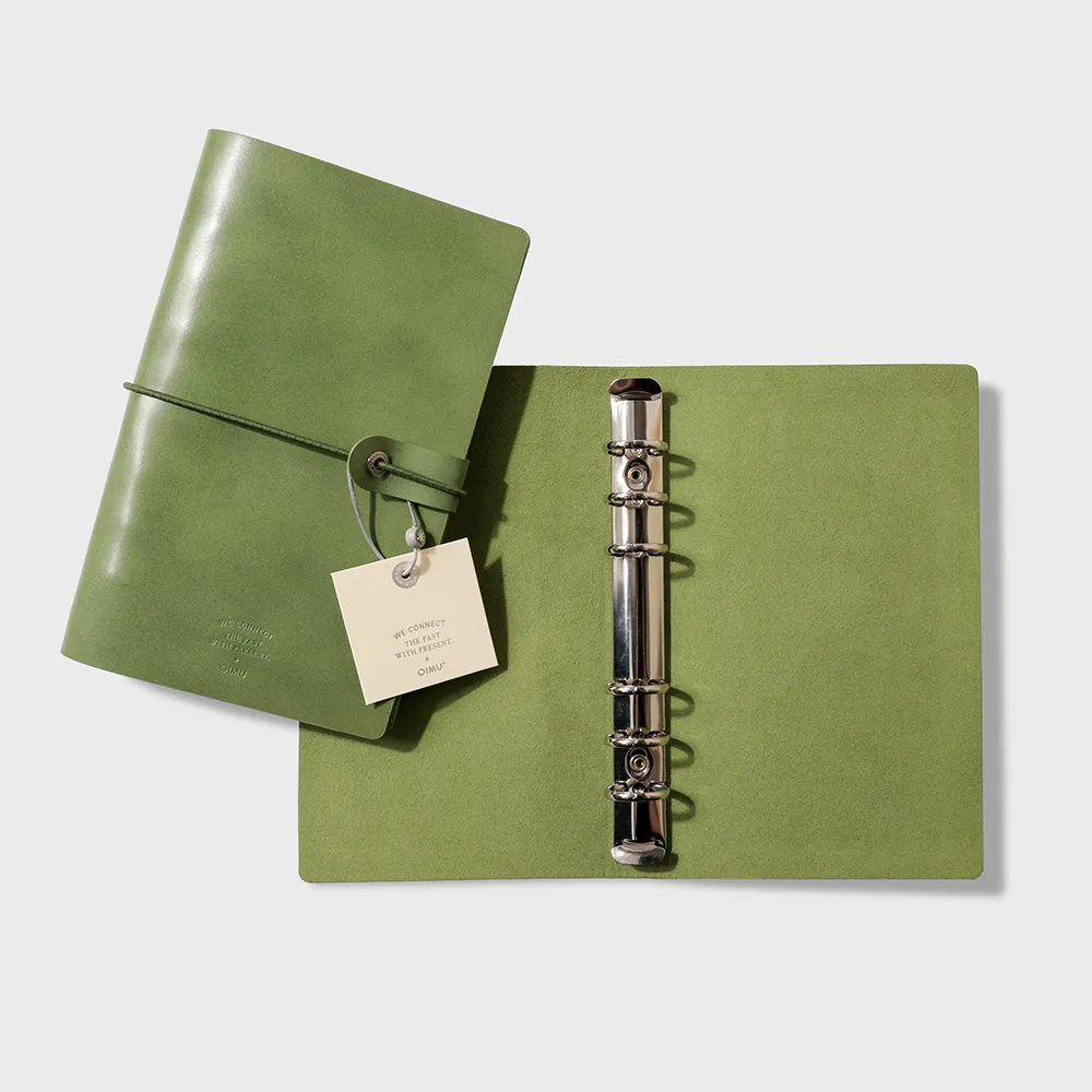 OIMU green leather ring binder and notebook / 오이뮤 가죽 바인더 노트