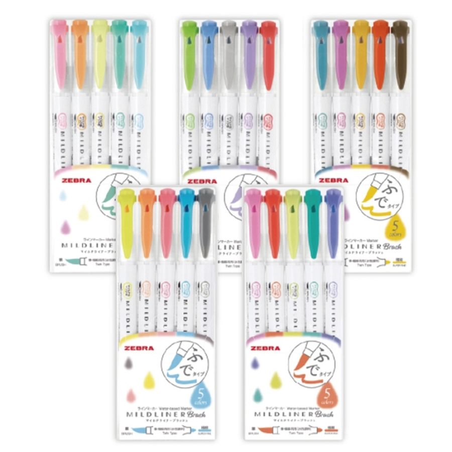 Zebra Mildliner brush marker sets / 제브라 마일드라이너 브러쉬 세트